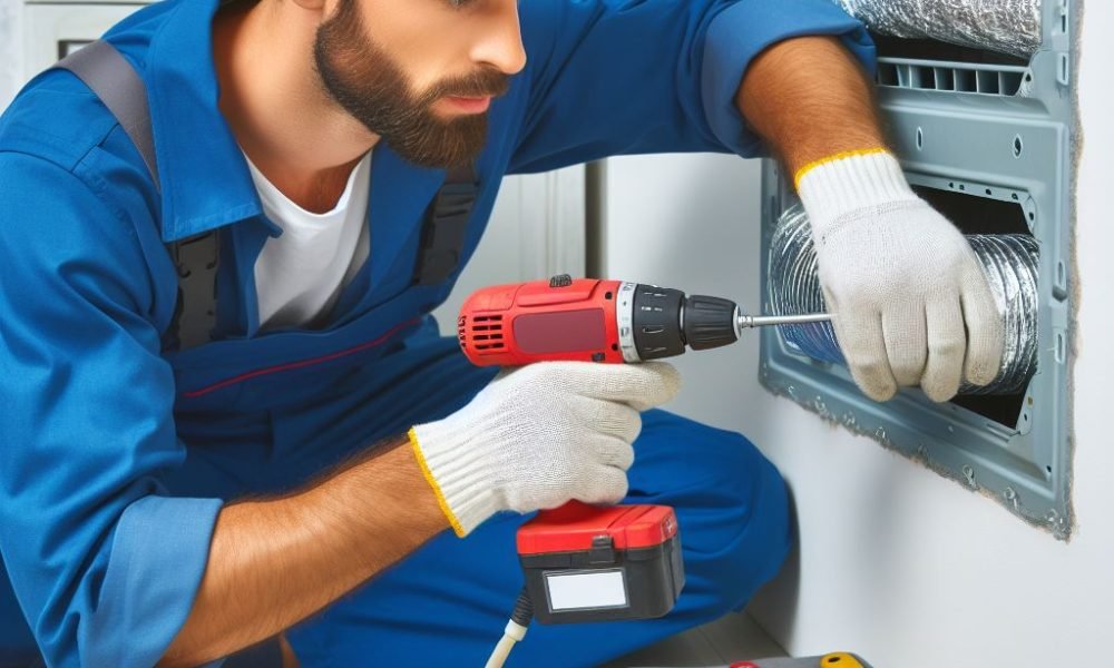 Handy Man is Repairing Duct Ac Installation - Ayan Ac Repair Sharjah